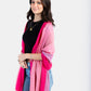 Wide Striped Handwoven Bamboo Viscose Scarf - Pink & Fuchsia