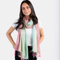 Wide Striped Handwoven Bamboo Viscose Scarf - Pink & Pistachio