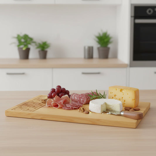 Wooden Cheese Board - Engraved Floral