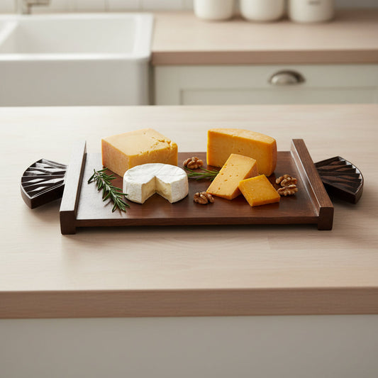 Wooden Cheese Board- Lotus Dark Brown