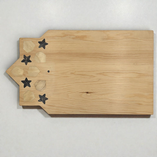 Wooden Cheese Board - Inlaid Stars