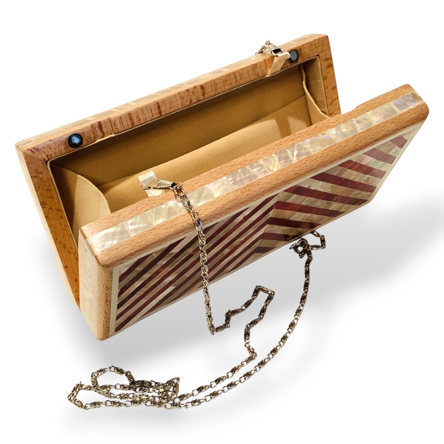 Wood Clutch with Mother of Pearl