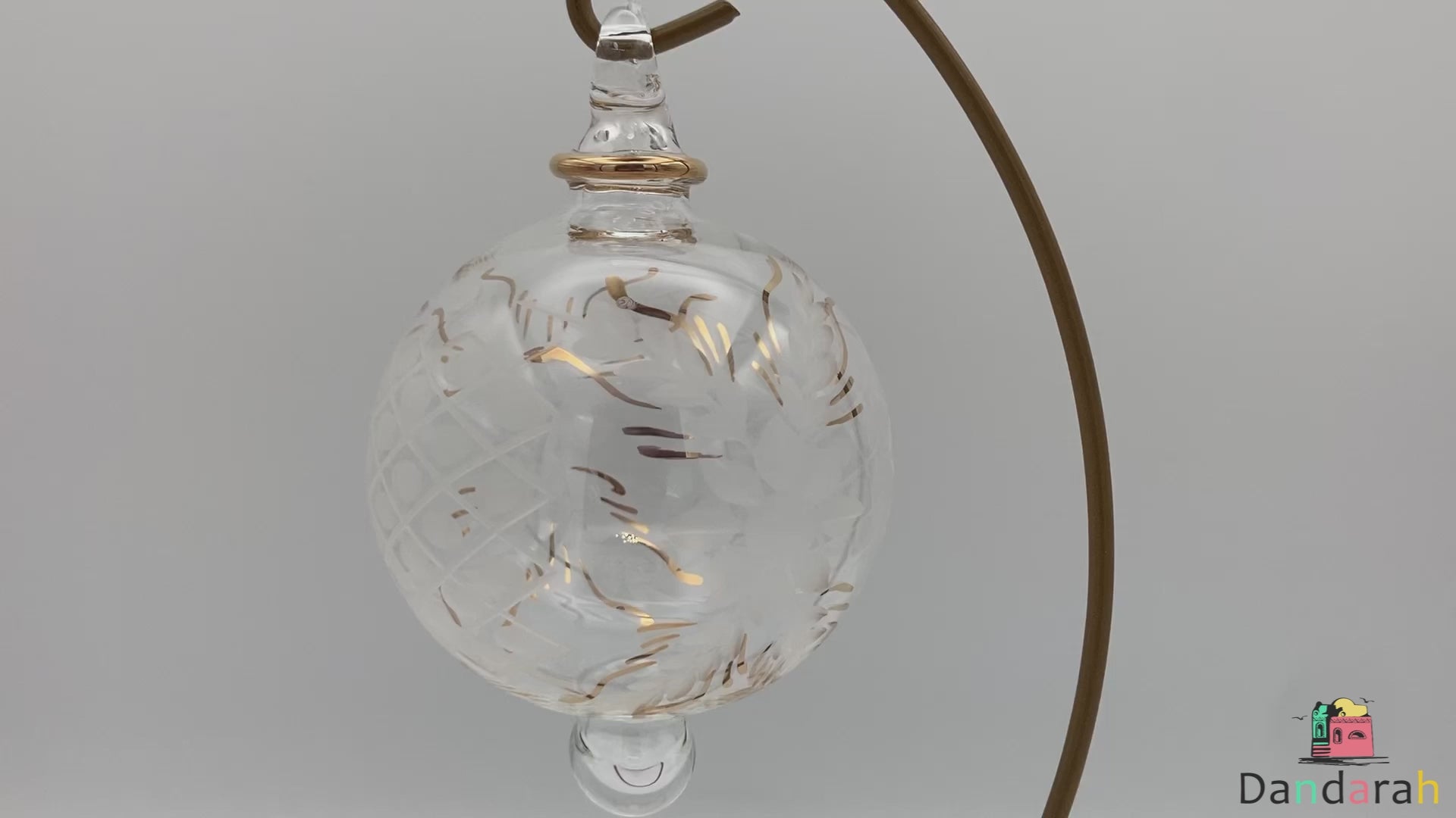 Blown Glass Ornament - Victorian Style Floral Gold