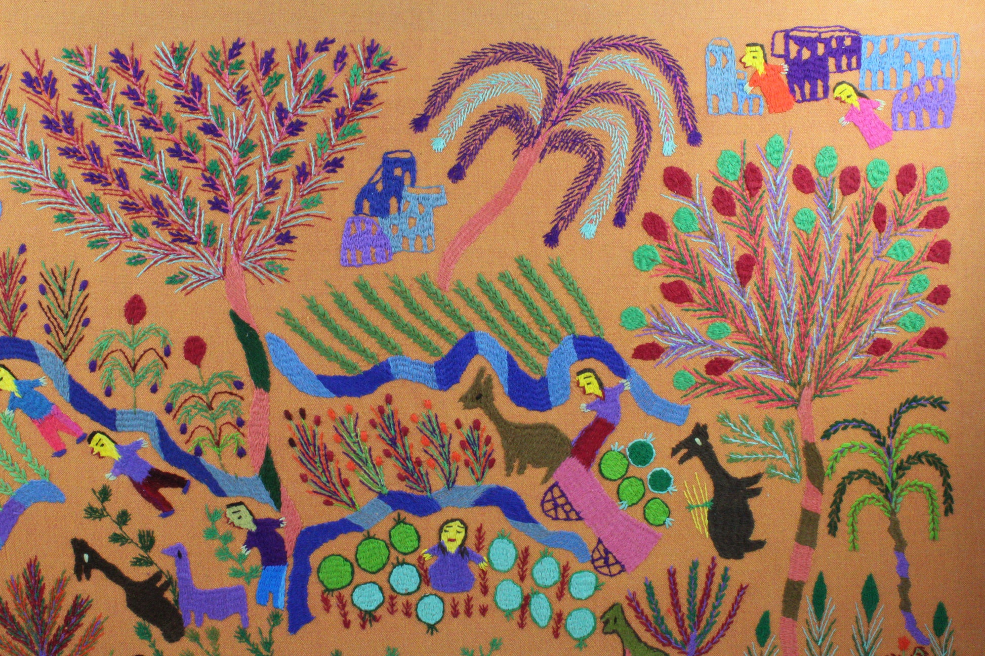 Hand Embroidered Tapestry - The Countryside by Reda Hakim - Dandarah