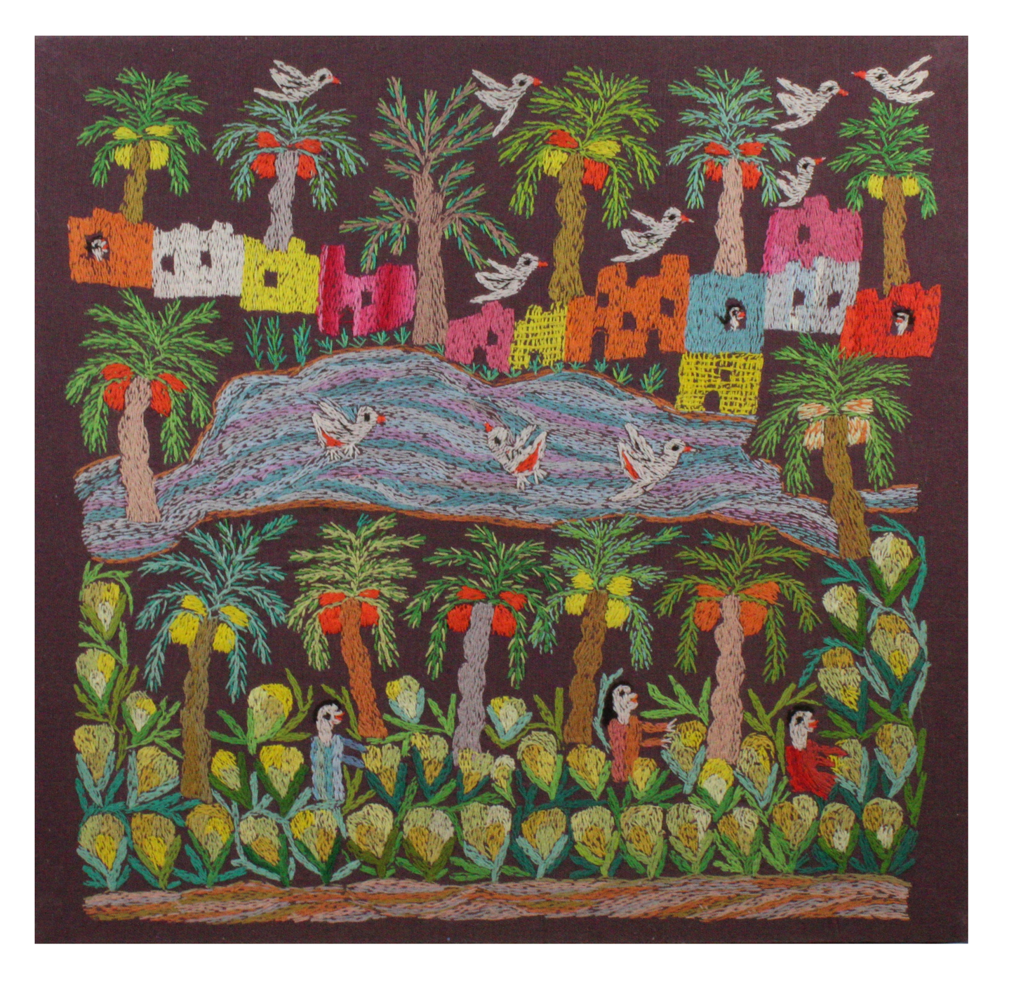 Hand Embroidered Tapestry - Cabbage Picking - Dandarah