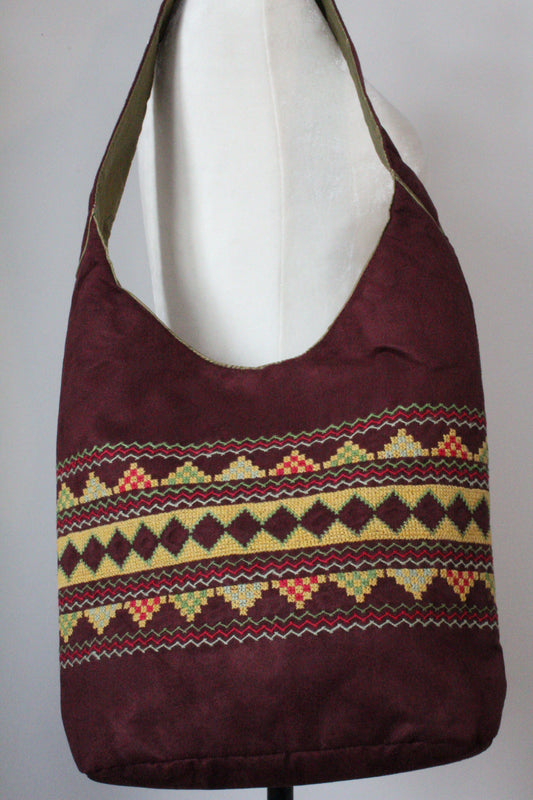 Bahga Handcrafted Shoulder Bag - Burgundy