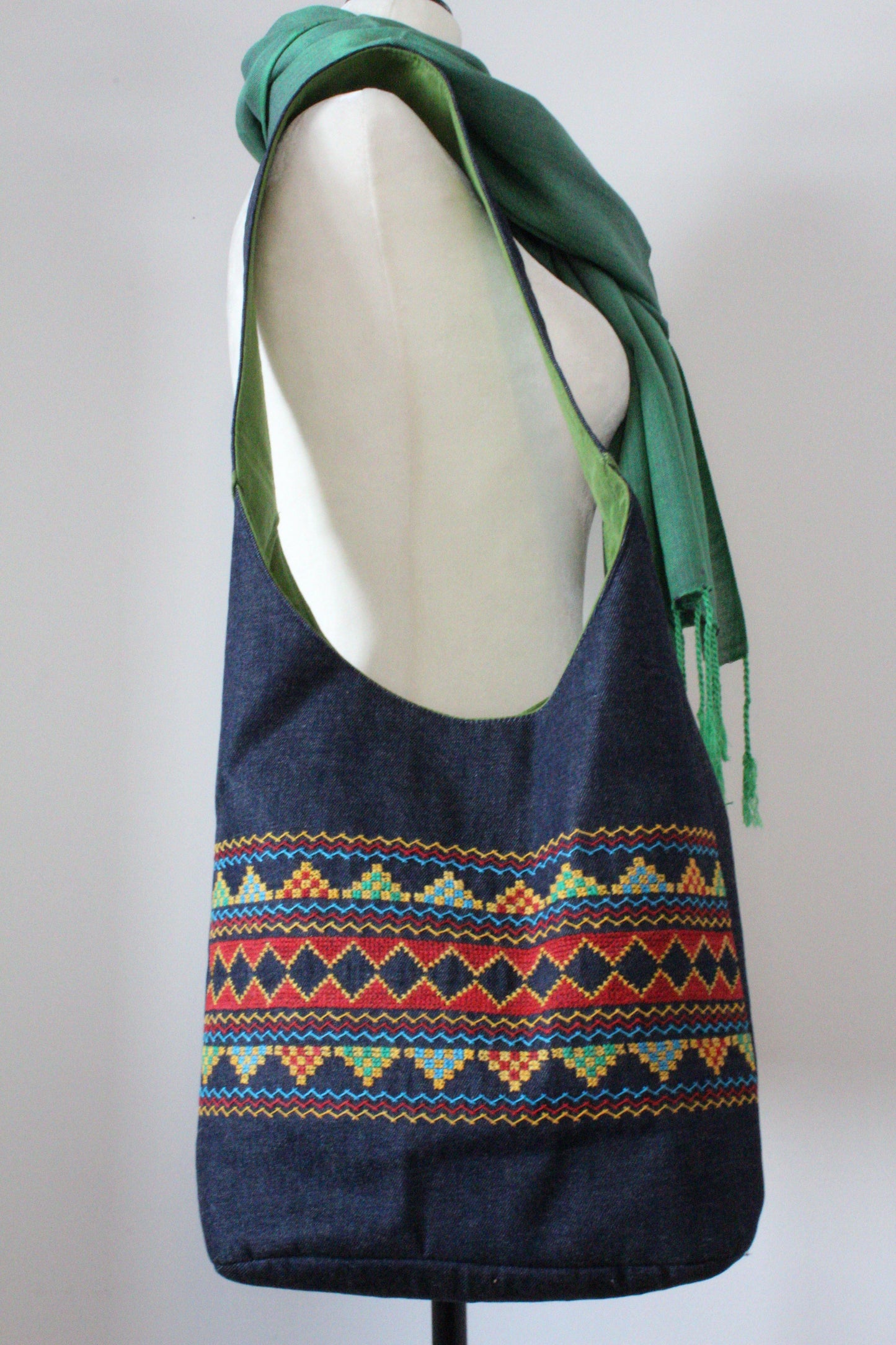 Bahga Handcrafted Shoulder Bag - Navy Blue Jeans