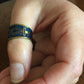 Handmade Copper Band Ring - Key of Life: Blue
