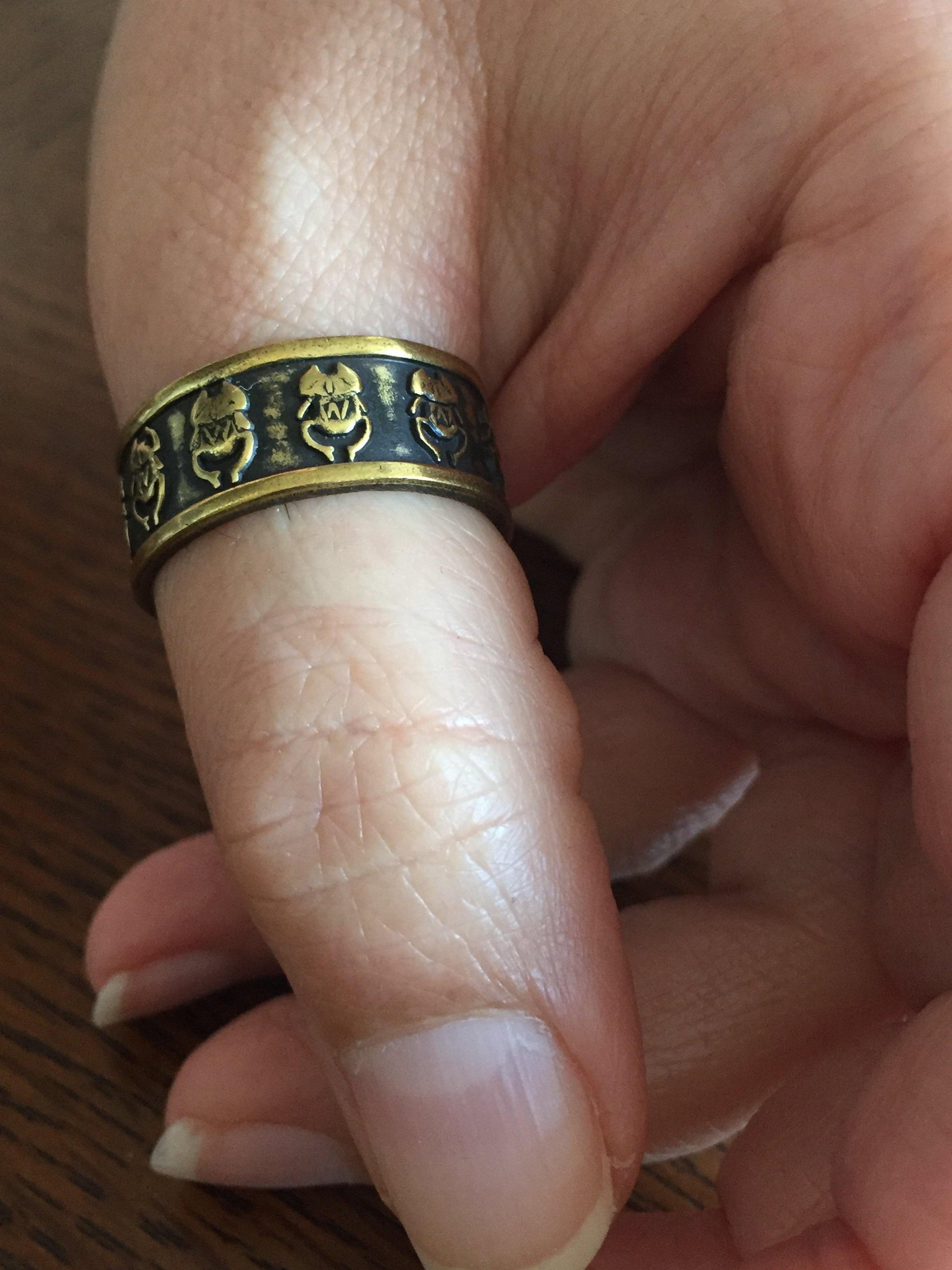 Handmade Brass Band Ring - Scarabs