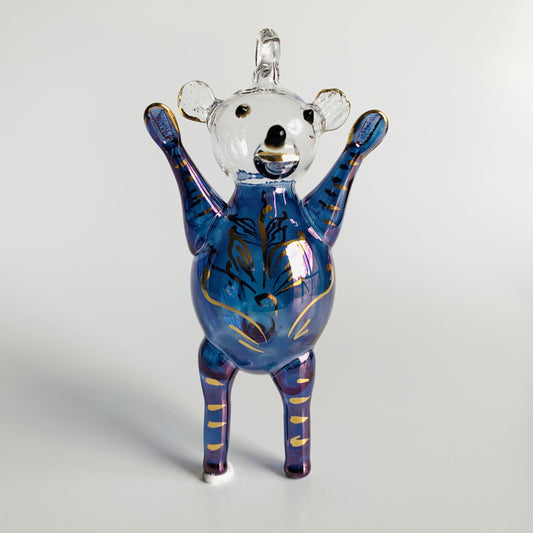 Blown Glass Ornament - Magic Teddy Bear: Blue