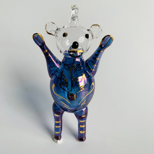 Blown Glass Ornament - Magic Teddy Bear: Blue
