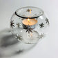 Blown Glass Candle Holder - Silver Stars