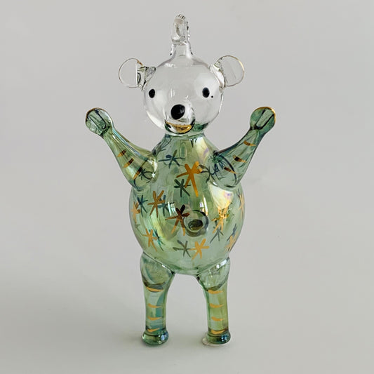 Blown Glass Ornament - Magic Bear: Green