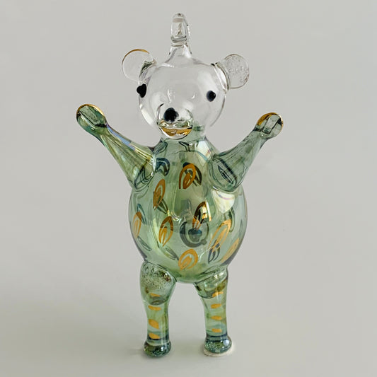 Blown Glass Ornament - Magic Bear: Green