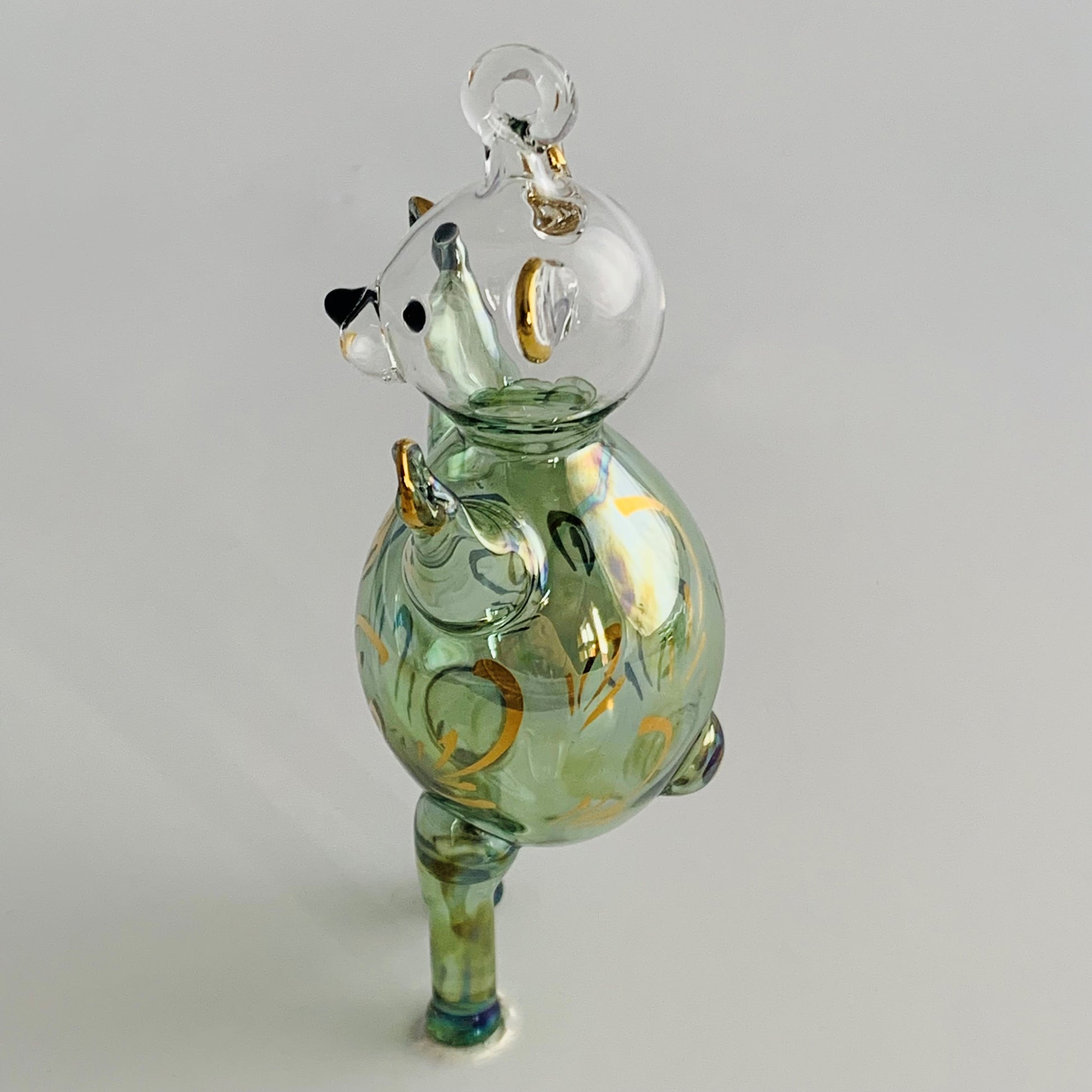 Blown Glass Ornament - Magic Bear: Green