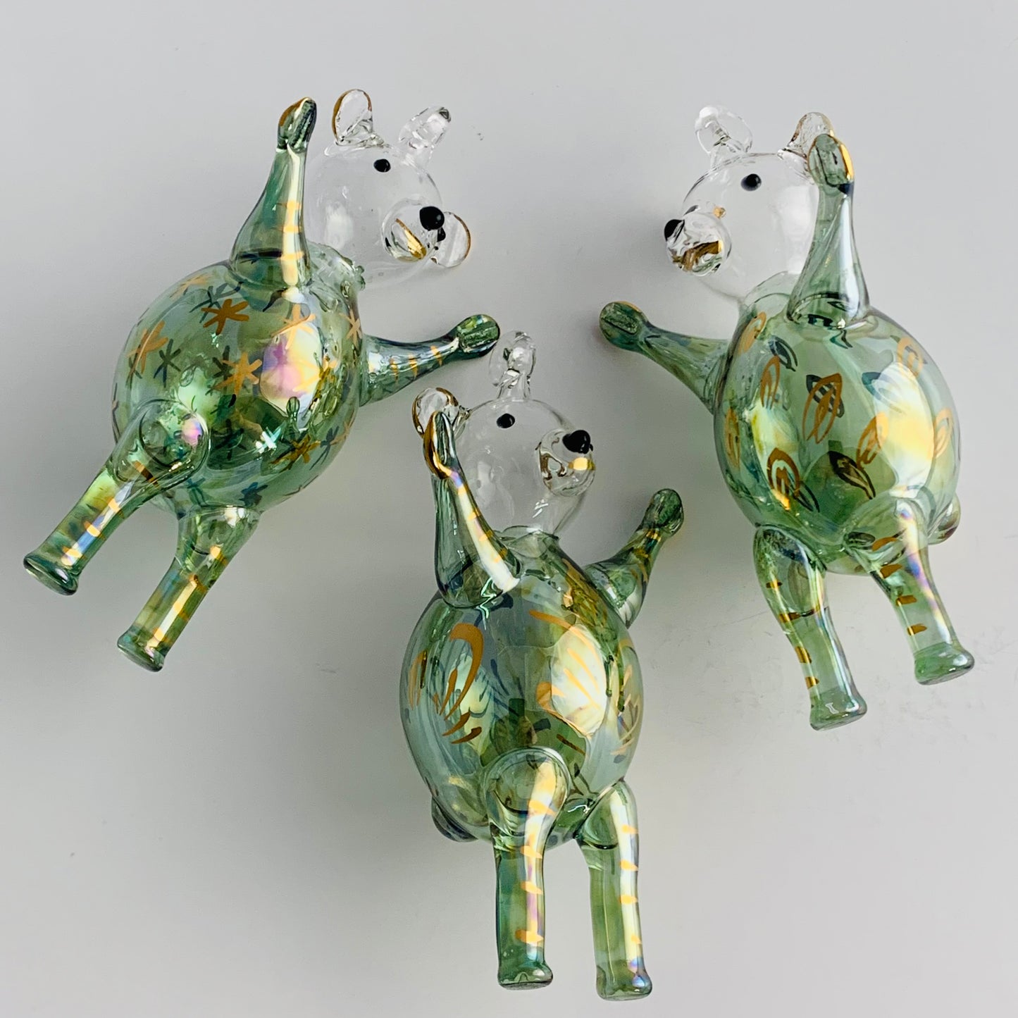 Blown Glass Ornament - Magic Bear: Green