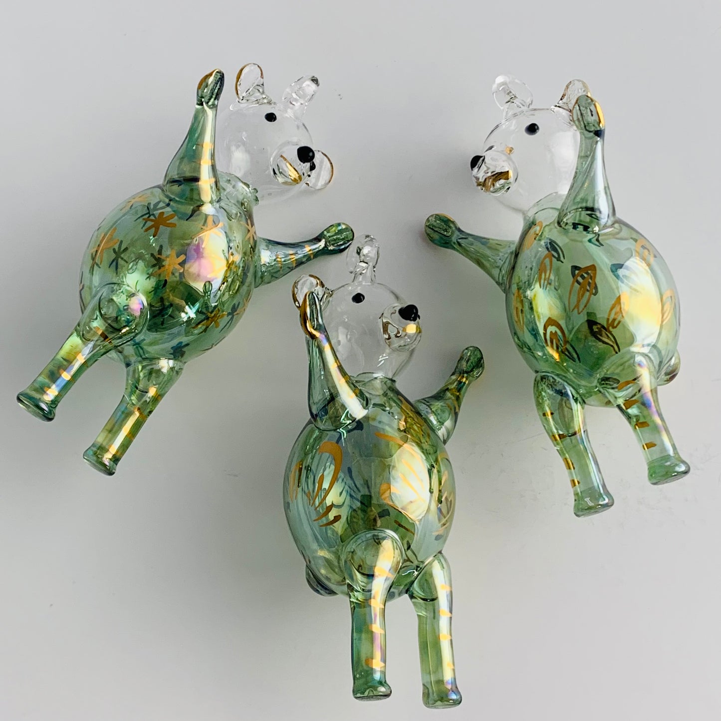 Blown Glass Ornament - Magic Bear: Green