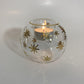 Blown Glass Candle Holder - Gold Stars