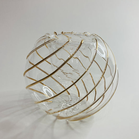 Blown Glass Candle Holder - Swirl Gold