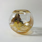 Blown Glass Candle Holder - Palm Leaf Amber