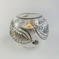 Blown Glass Candle Holder - Silver Paisley