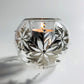 Blown Glass Candle Holder - Silver Snow Flake
