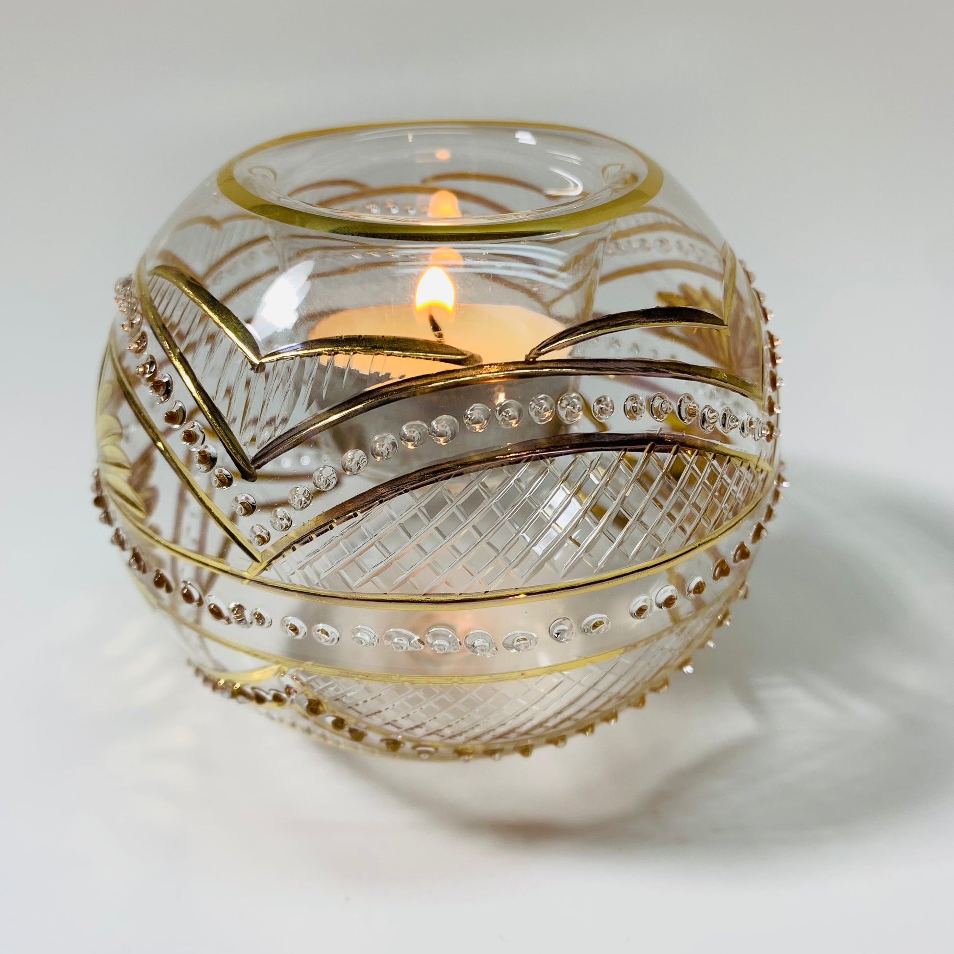 Blown Glass Candle Holder - Sunset Gold