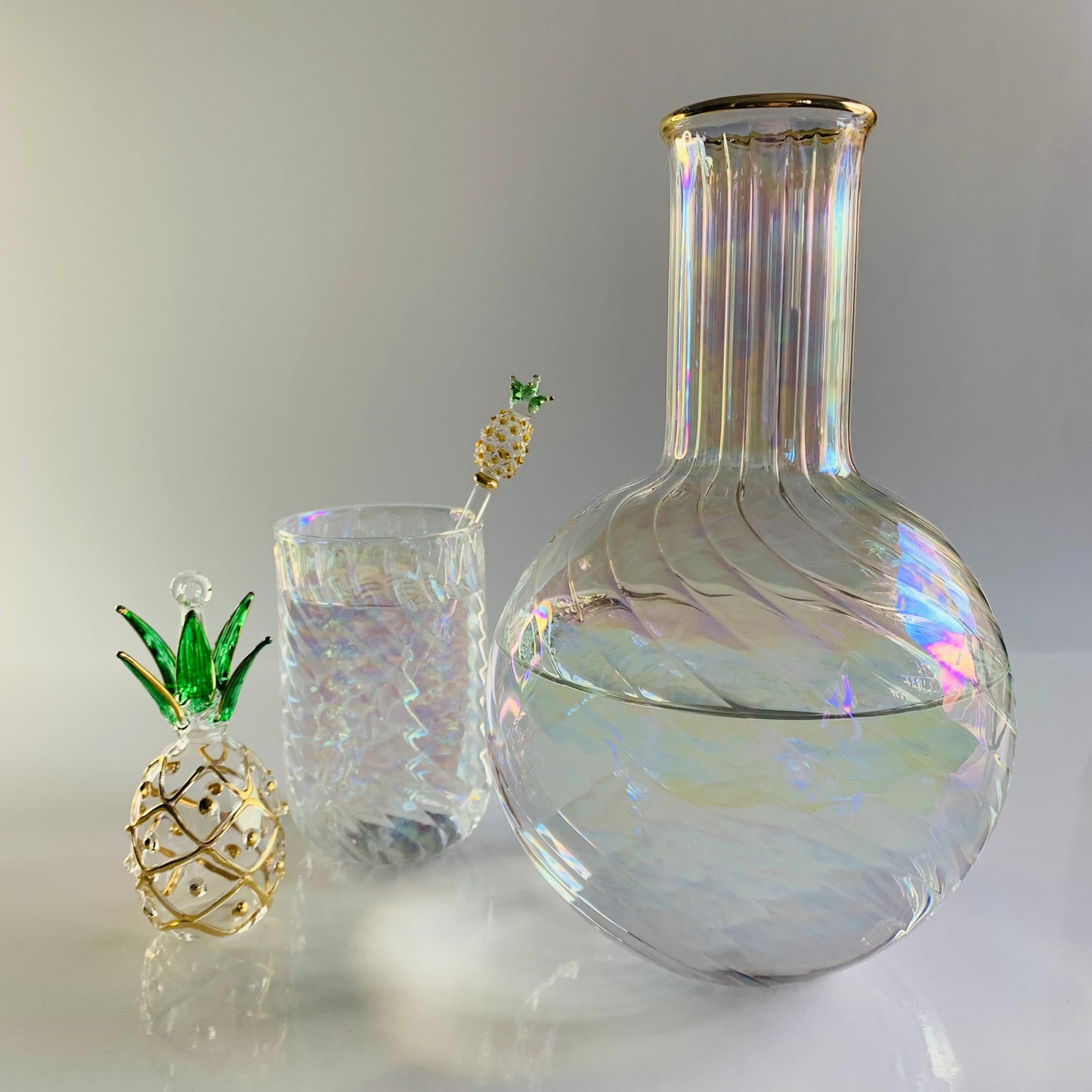 Blown Glass Cocktail Stirrer - Pineapple