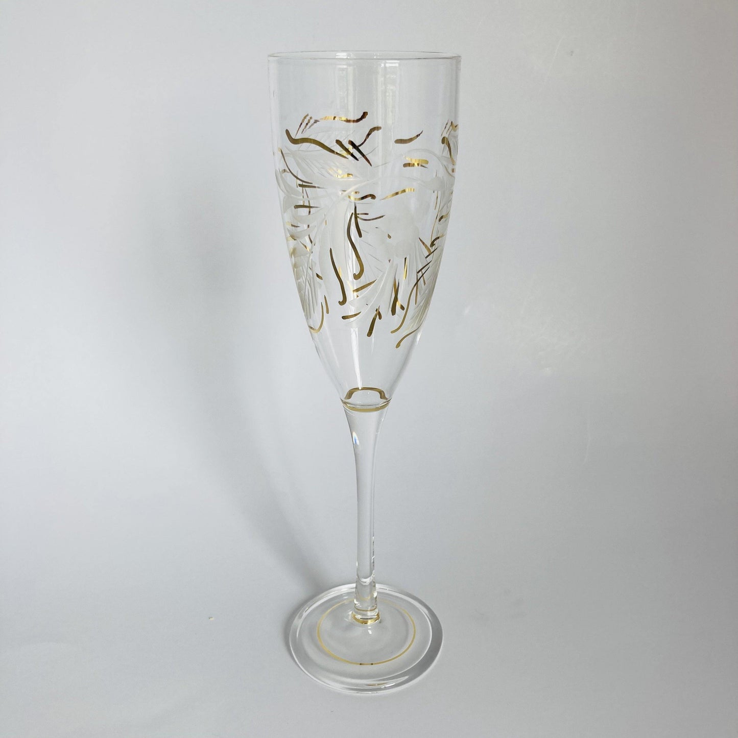 Blown Glass Champagne Flute - Delicate Flowers