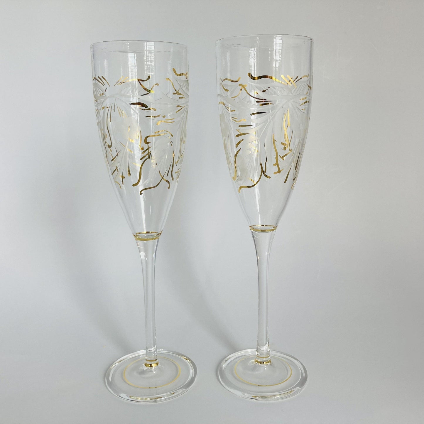 Blown Glass Champagne Flute - Delicate Flowers