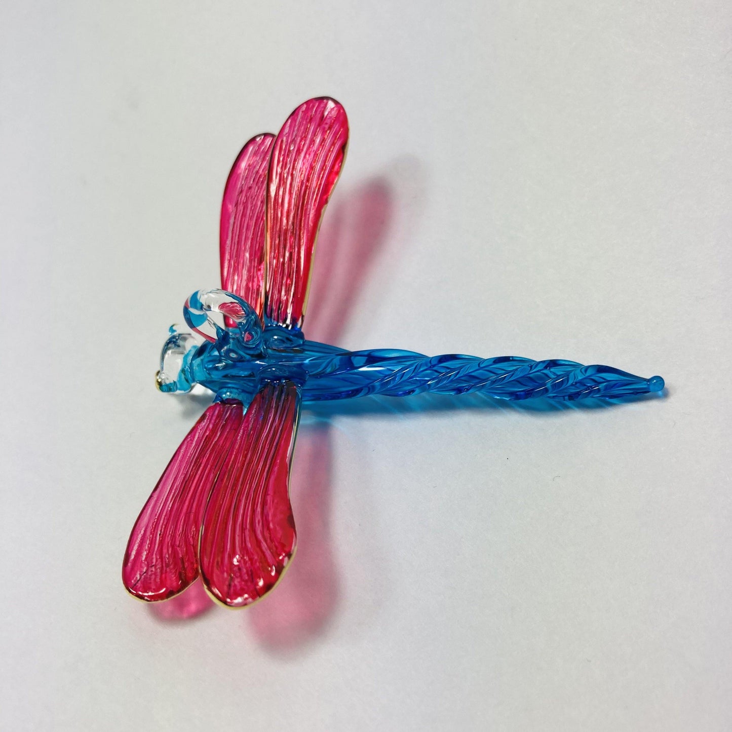 Blown Glass Ornament - Dragonfly Fuchsia & Turquoise