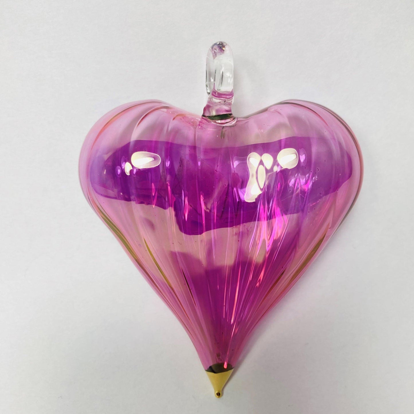 Blown Glass Ornament - Heart: Pink