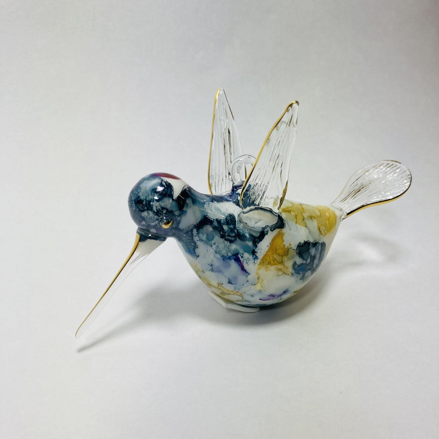Blown Glass Ornament - Hummingbird Multi / Blue