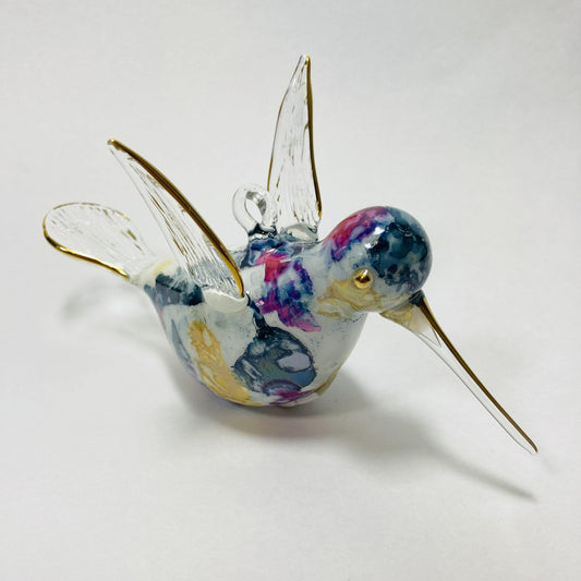 Blown Glass Ornament - Hummingbird Multi / Blue