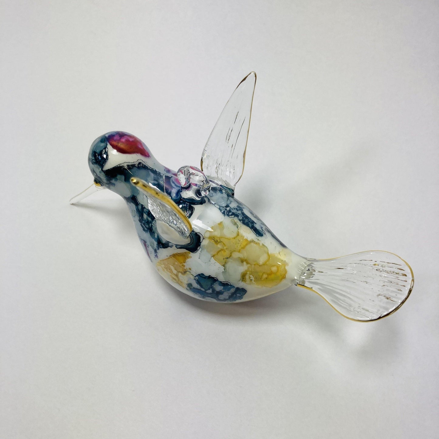 Blown Glass Ornament - Hummingbird Multi / Blue