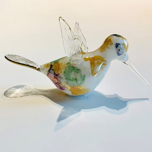 Blown Glass Ornament - Hummingbird: Multi / Green