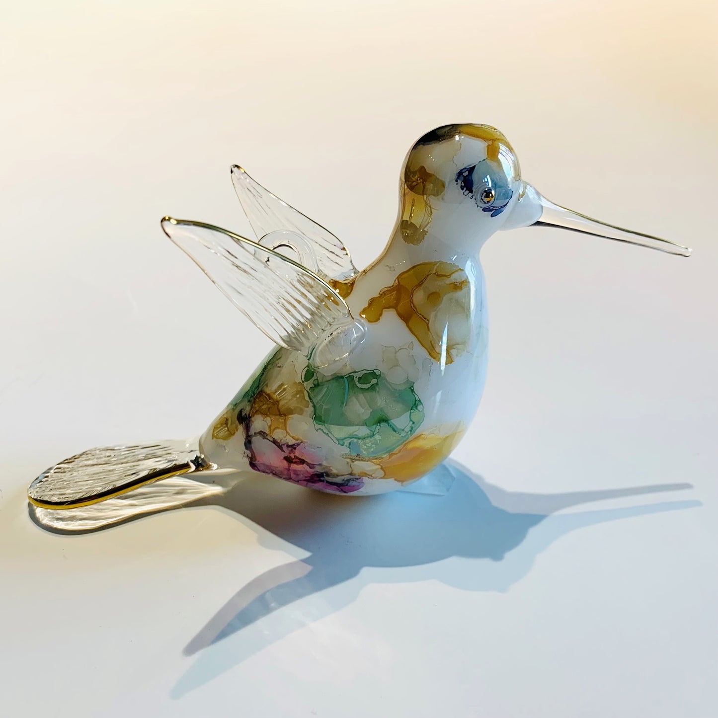 Blown Glass Ornament - Hummingbird: Multi / Green