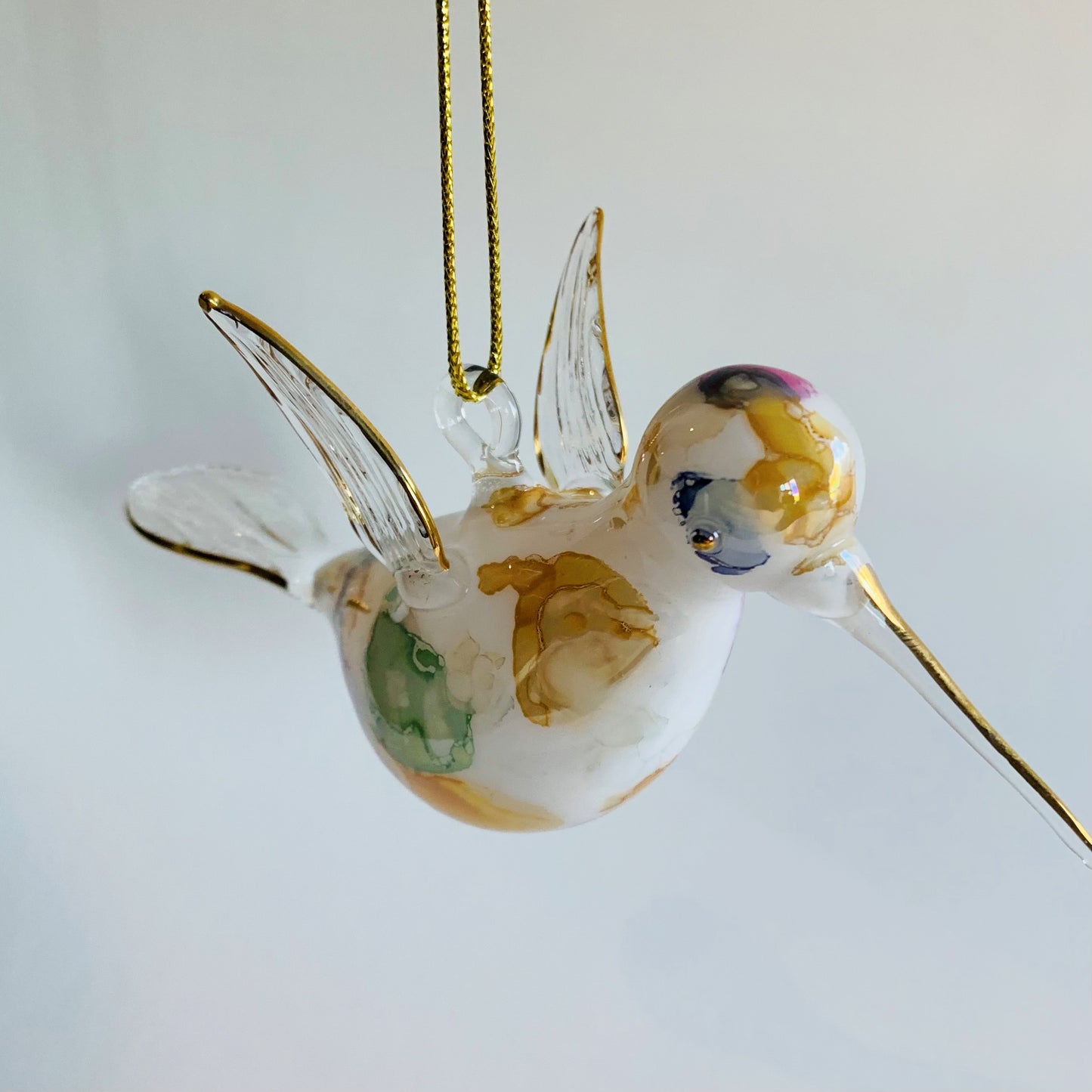 Blown Glass Ornament - Hummingbird: Multi / Green