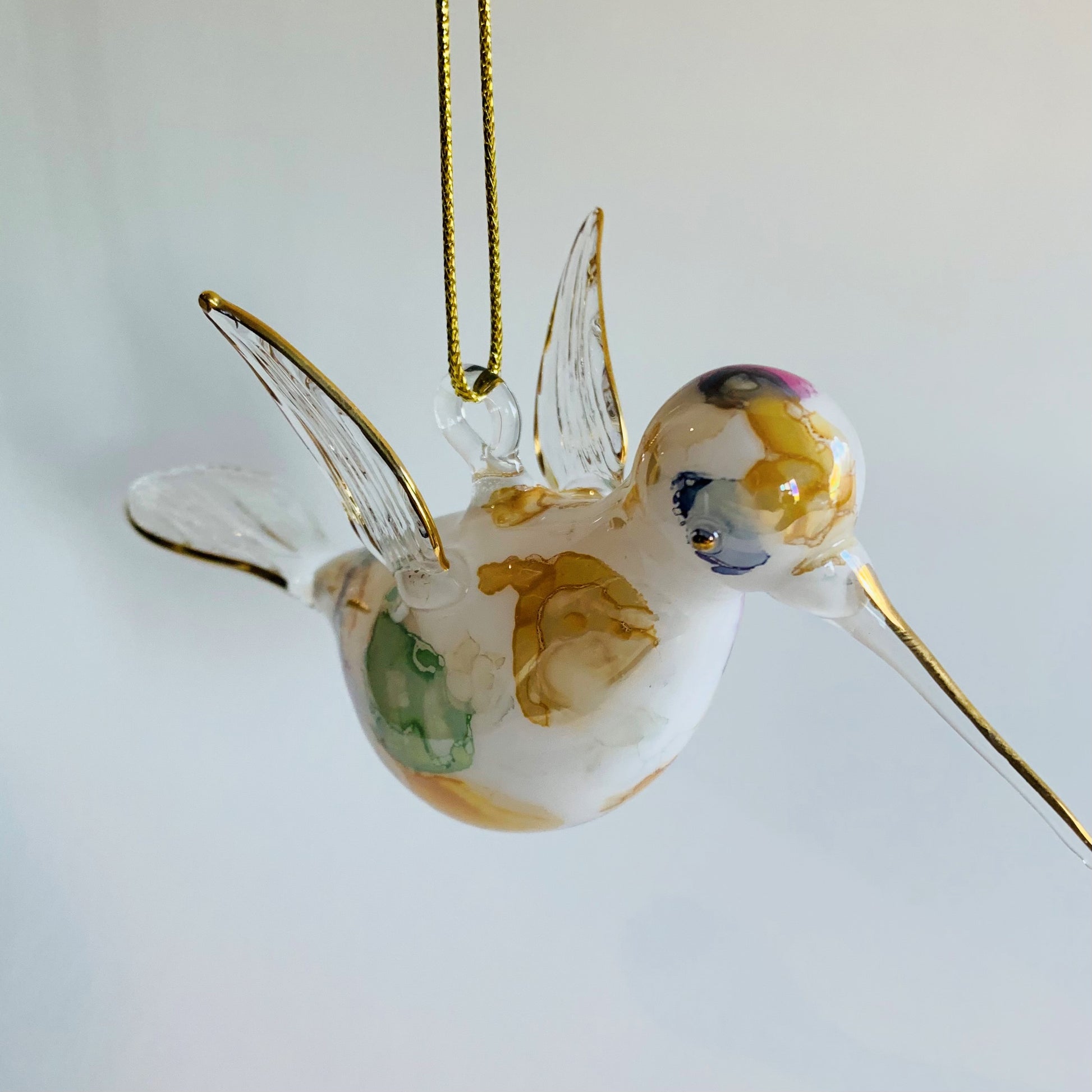 Blown Glass Ornament - Hummingbird: Multi / Green