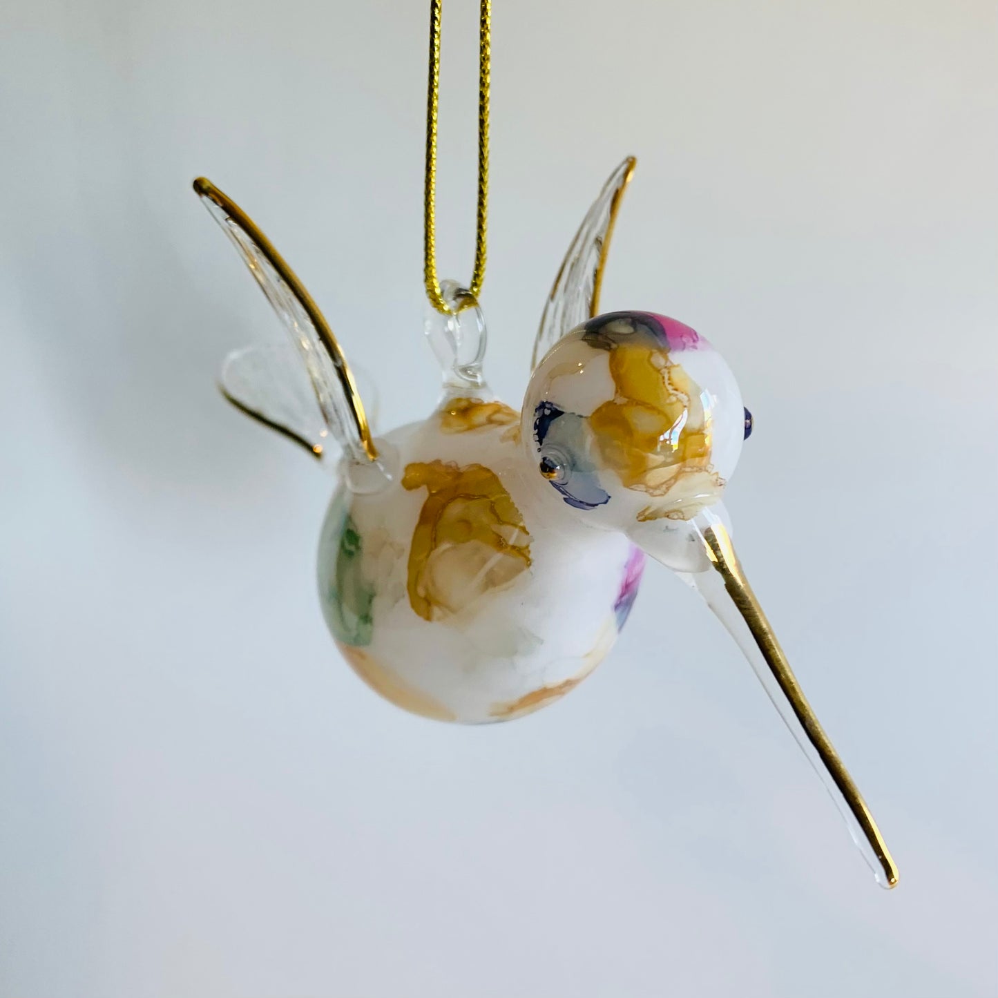 Blown Glass Ornament - Hummingbird: Multi / Green