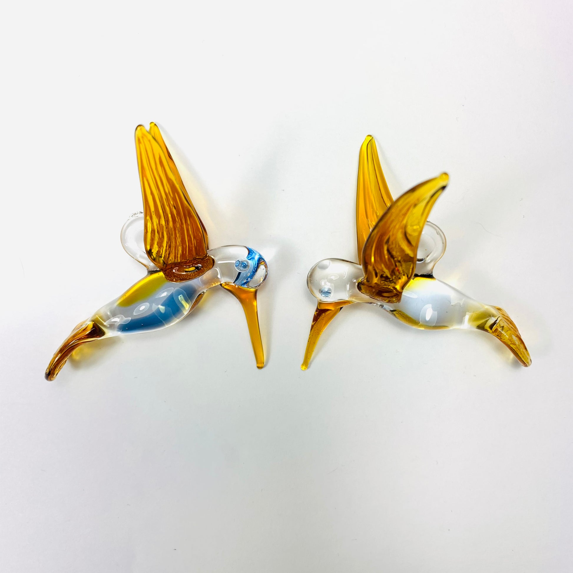 Blown Glass Ornament - Hummingbird: Honey & Blue