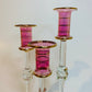 Long Stem Blown Glass Candle Holder - Pink