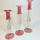 Long Stem Blown Glass Candle Holder - Pink