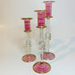 Long Stem Blown Glass Candle Holder - Pink