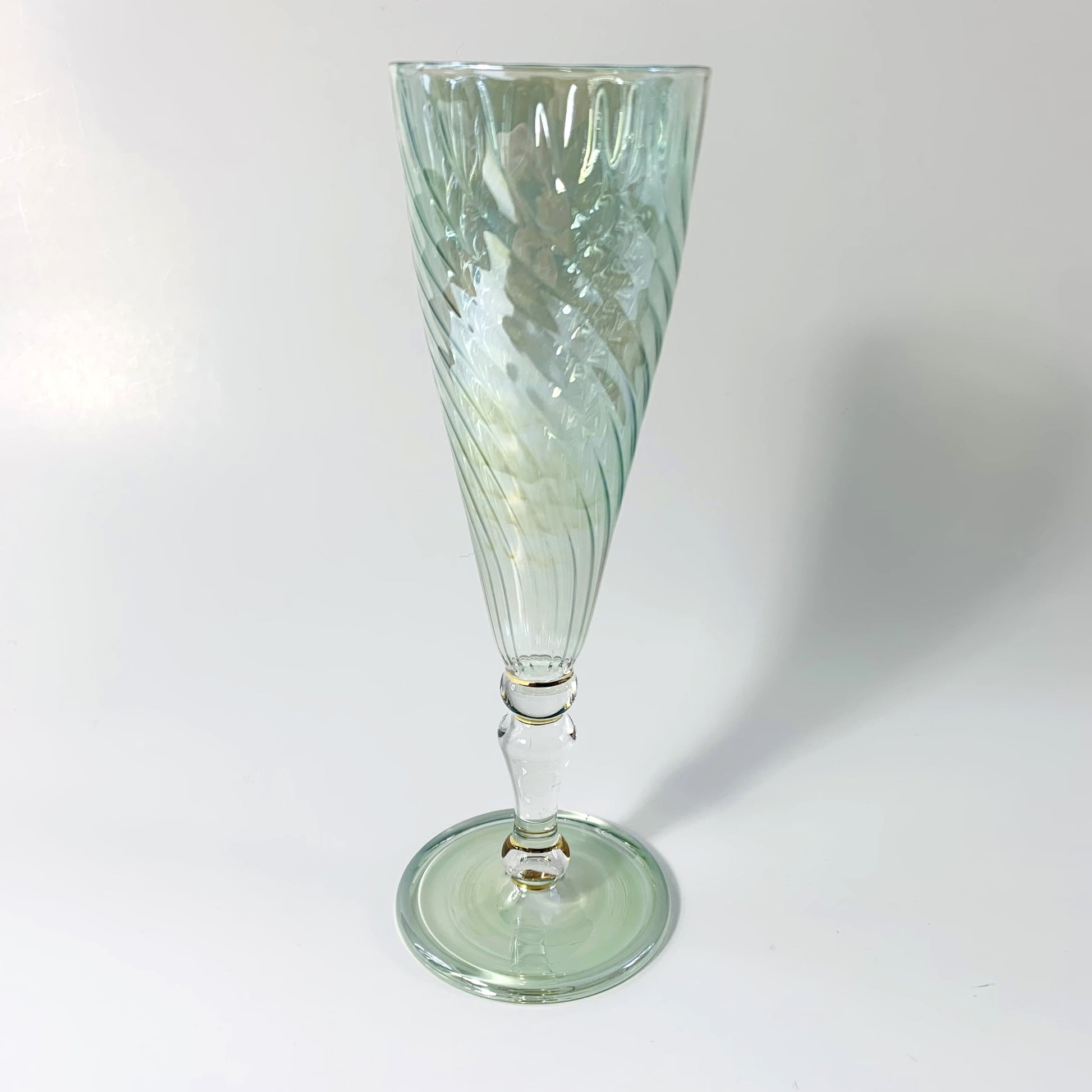 Blown Glass Long Stem Champagne Flute - Iridescent