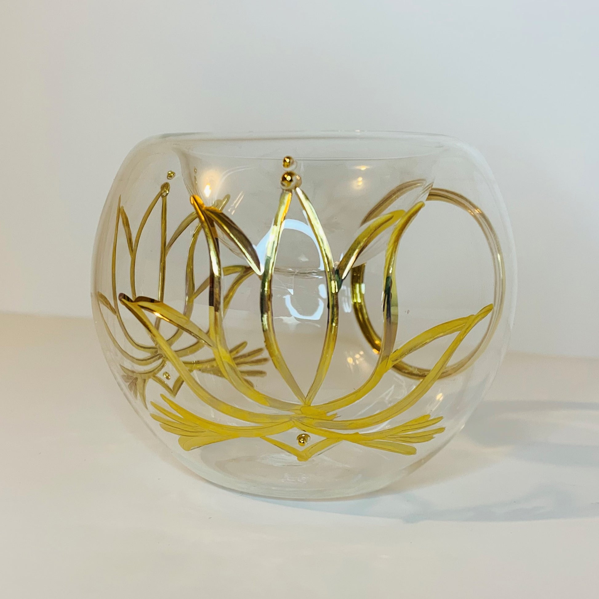 Blown Glass Oil Diffuser - Gold Lotus