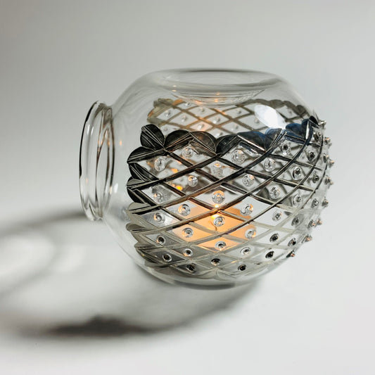 Blown Glass Oil Diffuser - Silver Diamonds