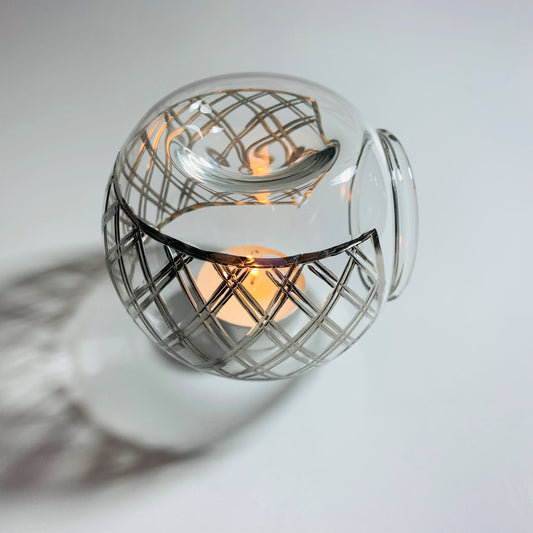 Blown Glass Oil Diffuser - Silver Lines