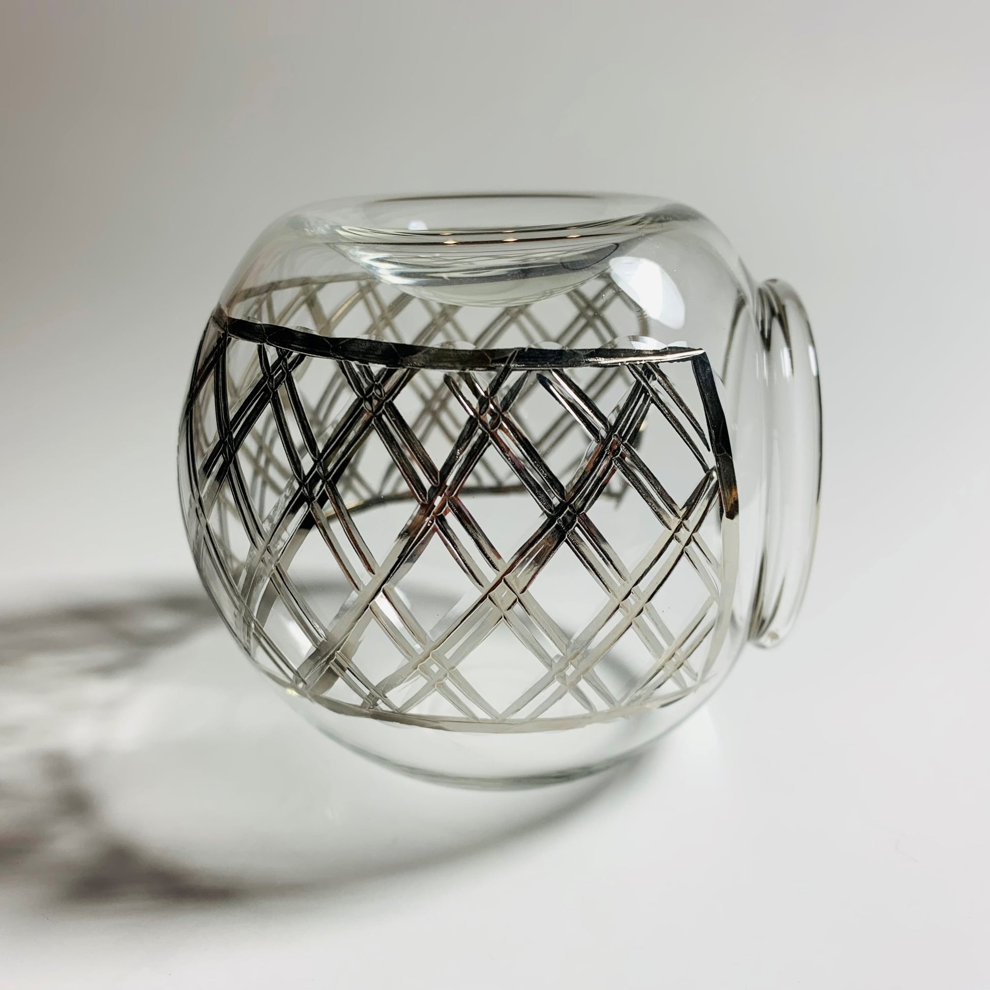 Blown Glass Oil Diffuser - Silver Lines