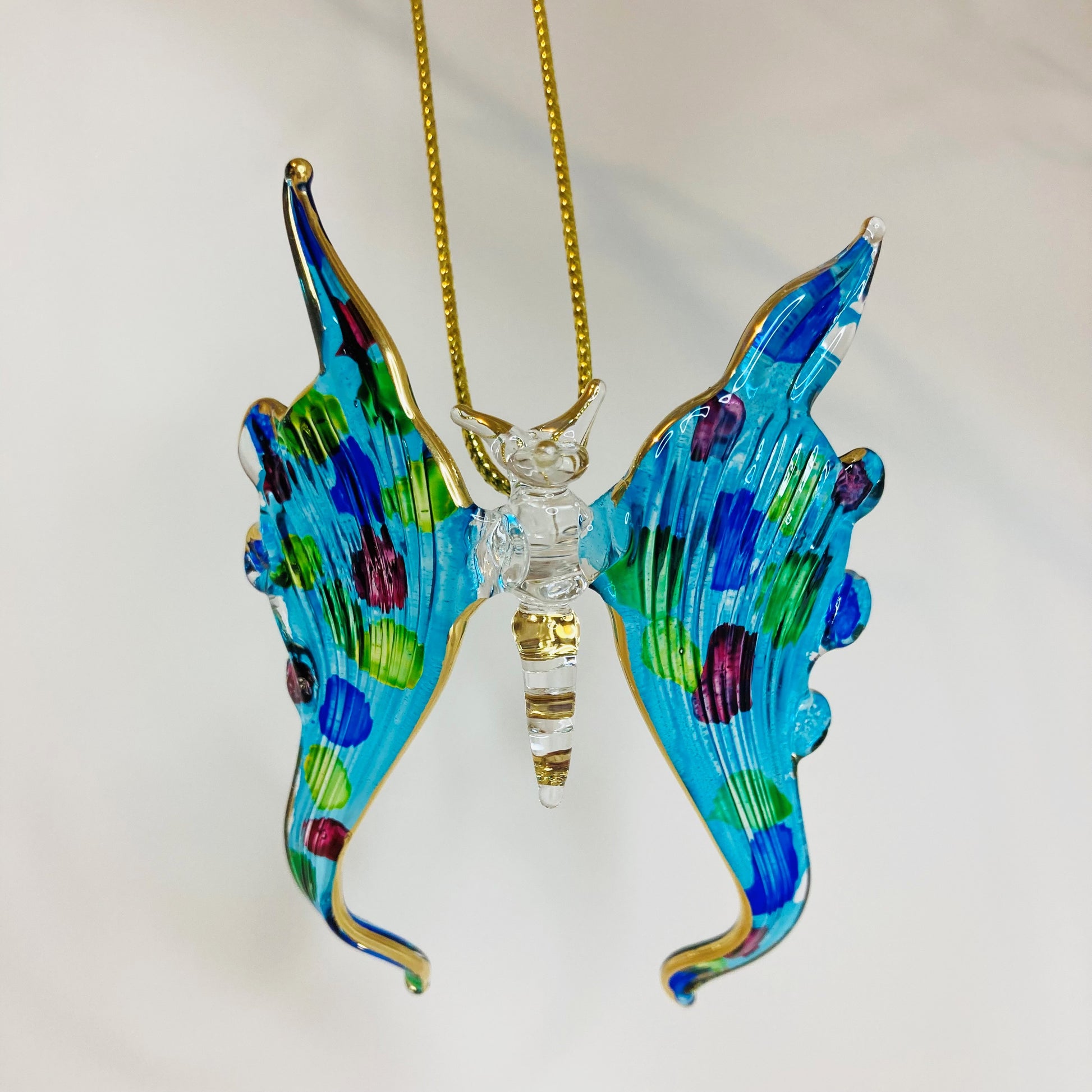 Blown Glass Ornament - Butterfly Turquoise